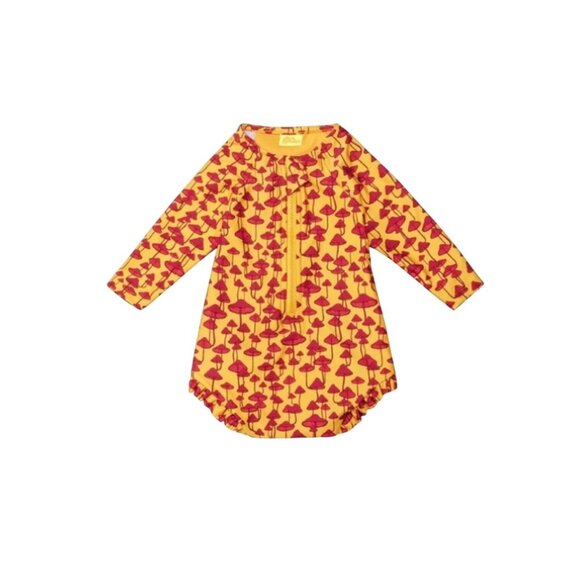 Agua Bendita x Tropic of C Mae Gold Red Mushroom Swim Rashguard Size 6-9 Months - Picture 1 of 6